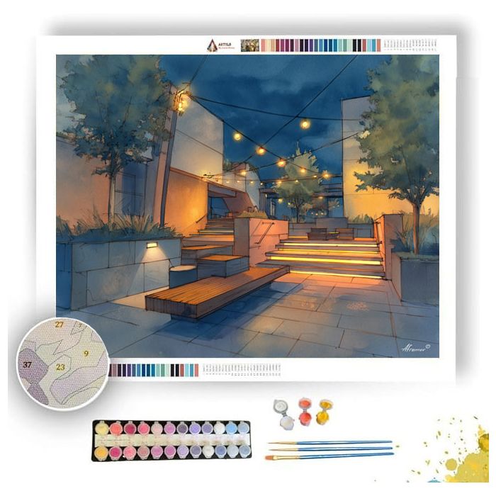 NOCTURNAL PLAZA - Paint by Numbers Full Kit