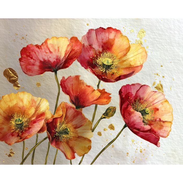 a, composition, of, radiant, poppy, arranged, in, graceful, soft washes, pastel hues, natural flow, gentle gradients, atmospheric depth, textural blending, organic motion, diffused light, fine pigments, layered tones