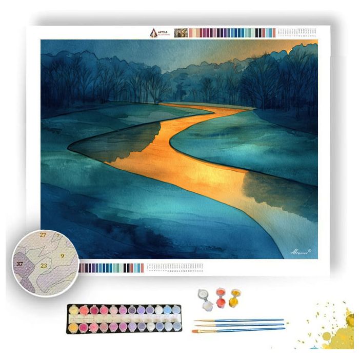 WATERCOLOR RIVERBEND GLOW - Paint by Numbers Full Kit