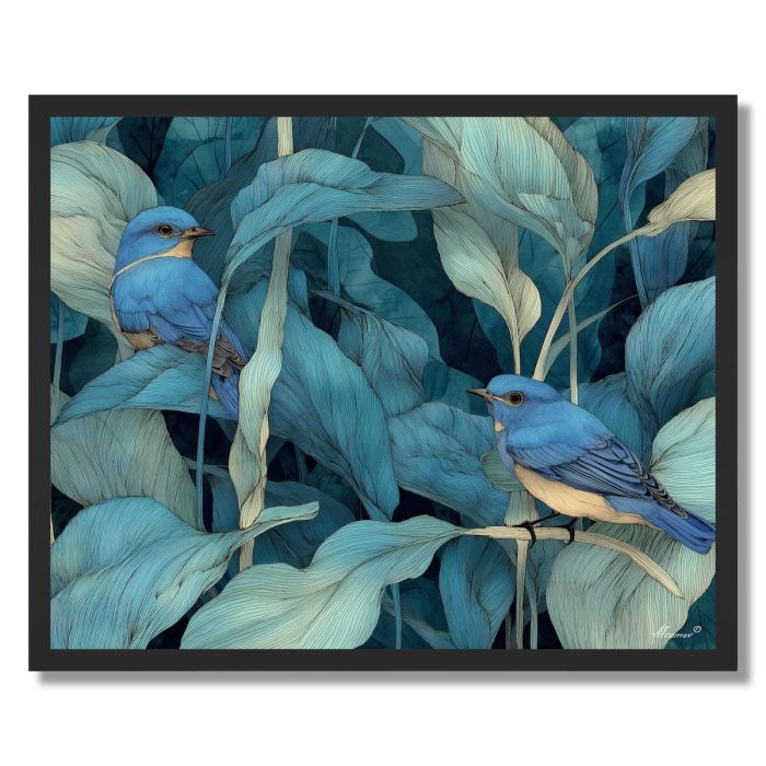 WATERCOLOR BLUEBIRD GLADE - FRAMED