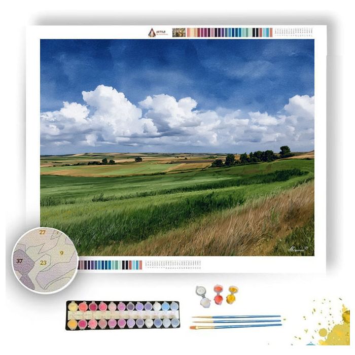 WATERCOLOR ROLLING FIELDS - Paint by Numbers Full Kit