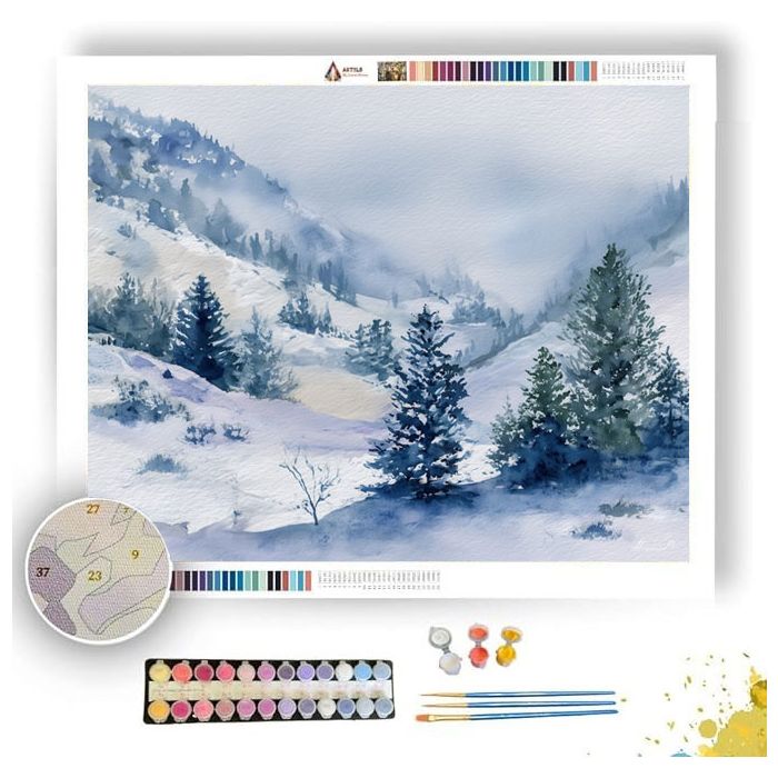 WATERCOLOR SNOWY OUTLOOK - Paint by Numbers Full Kit