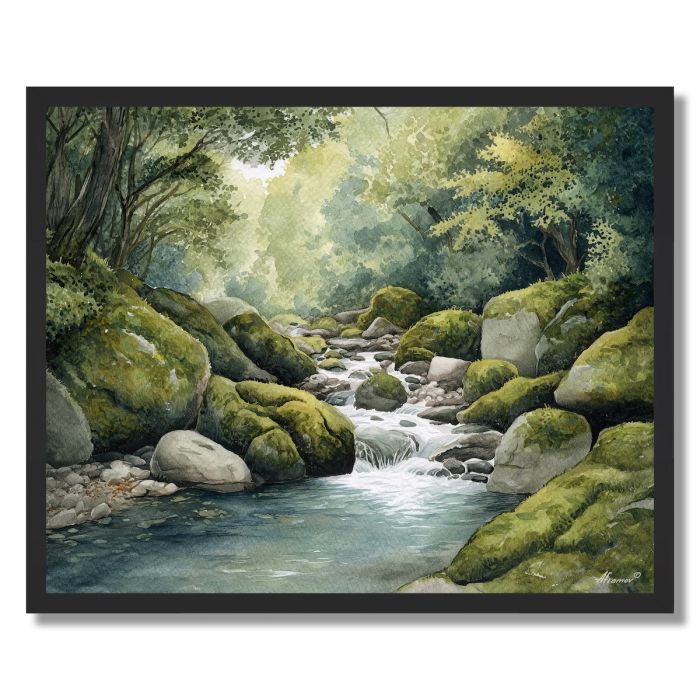 WATERCOLOR TRANQUIL STREAM - FRAMED