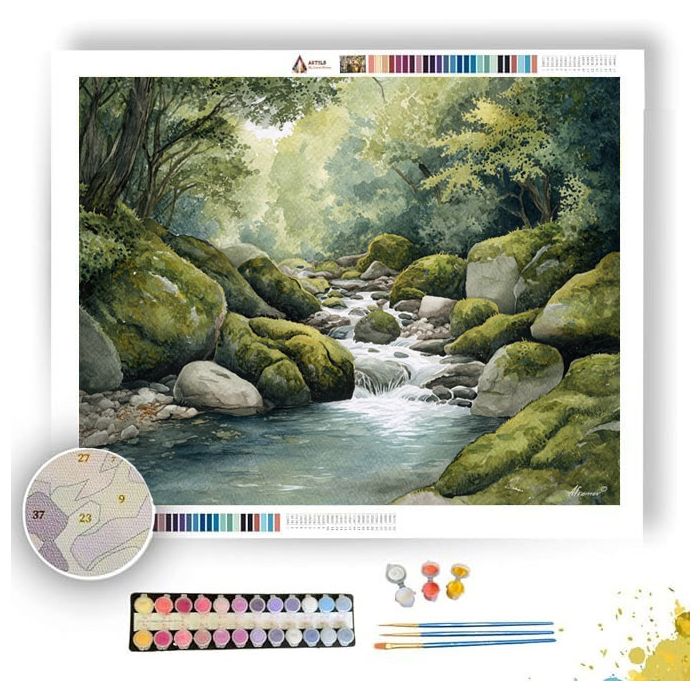 WATERCOLOR TRANQUIL STREAM - Paint by Numbers Full Kit