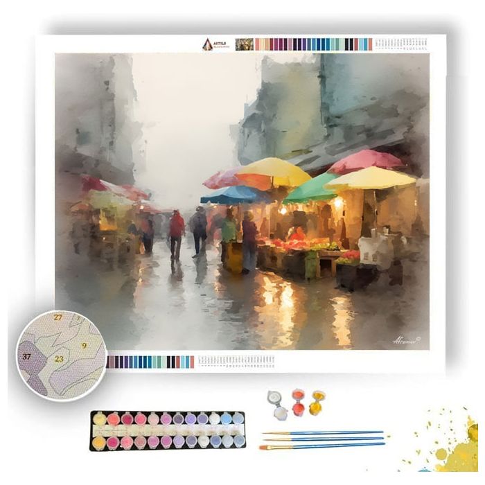 RAINY MARKET - Paint by Numbers Full Kit