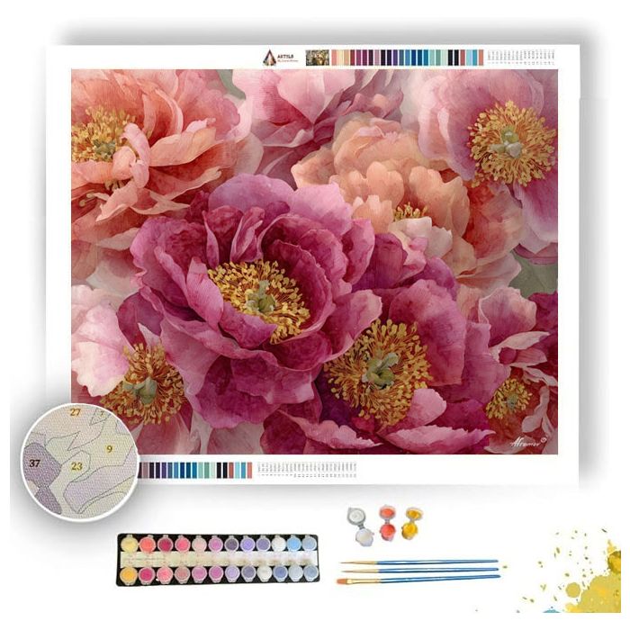SILKEN PEONY - Paint by Numbers Full Kit