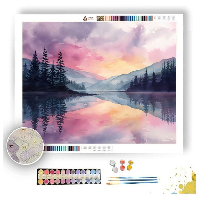 WATERCOLOR LAKE SERENITY - Paint by Numbers Full Kit