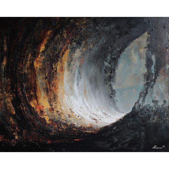 abstract, bone-shaped, curve, emerging, from, gloom, falling, chiaroscuro study, tonal contrast, meditative dark, aged material, organic arc, quiet memento, shadowed object, textured stillness, symbolic bone, hollow form, oil painting palette knife, textured impasto, layered pigments