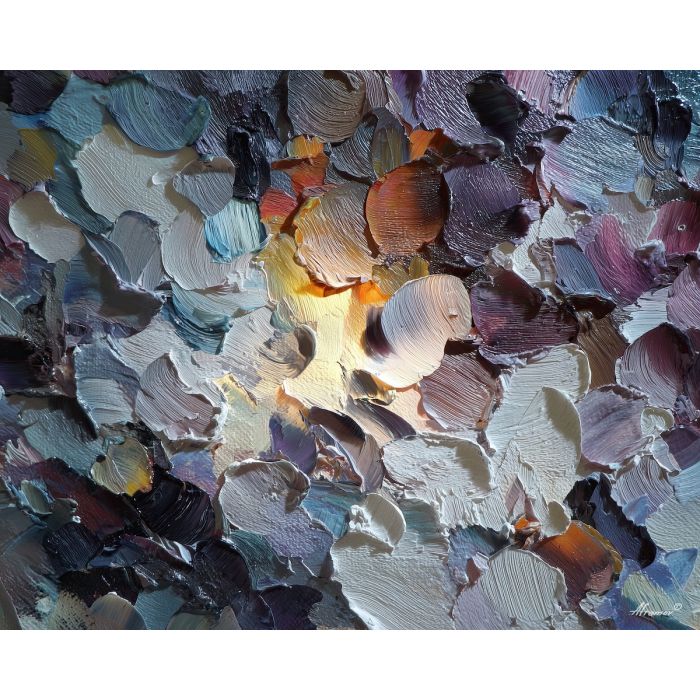 arrangement, softened, bone-like, silhouettes, gathering, into, small, bright, shadowed object, textured stillness, symbolic bone, hollow form, chiaroscuro study, tonal contrast, meditative dark, aged material, organic arc, quiet memento, oil painting palette knife, textured impasto