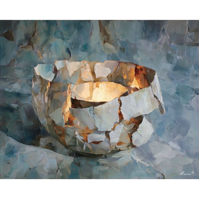 arched, pale, shapes, circling, central, void, sliding, narrow, tonal contrast, meditative dark, aged material, organic arc, quiet memento, shadowed object, textured stillness, symbolic bone, hollow form, chiaroscuro study, oil painting palette knife, textured impasto