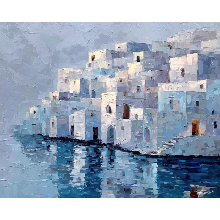 cluster, cubic, volumes, aligned, tiers, softened, even, overcast, modernist structure, primary color field, clean architecture, rectilinear order, abstract building, functional design, flat planes, linear balance, minimal composition, geometric facade, oil painting palette knife, textured impasto