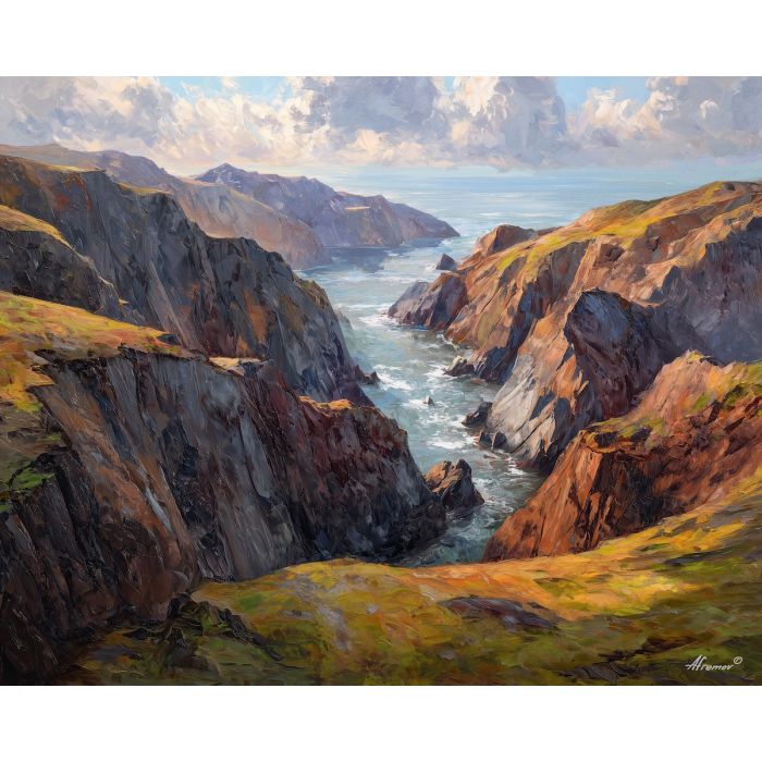 mountain, ridge, overlooking, layered, coastal, inlets, long, slanting, historic shoreline, sunlit masonry, quiet harbor, mediterranean landscape, ancient coast, marble architecture, seaside village, stone terrace, Aegean light, hillside dwellings, oil painting palette knife, textured impasto