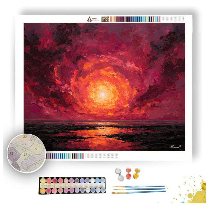 CRIMSON SPIRAL HORIZON - Paint by Numbers Full Kit