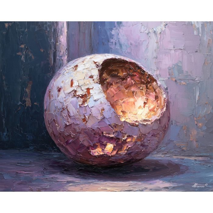 reduced, composition, built, sparse, shapes,, glowing, palette knife, oil painting, textured impasto, layered pigment, dynamic strokes, sculpted paint, expressive surface, abstract detail, rich color, chromatic texture