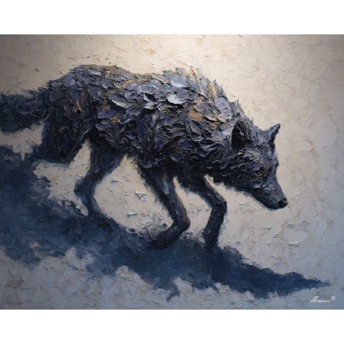 powerful, figure, emerging, textured, ground,, surrounded, palette knife, oil painting, textured impasto, layered pigment, dynamic strokes, sculpted paint, expressive surface, abstract detail, rich color, chromatic texture