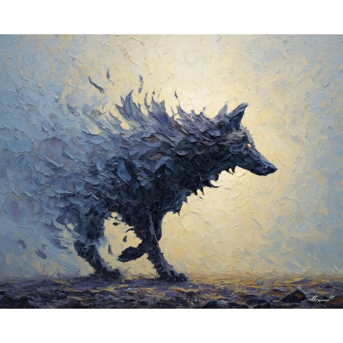 powerful, figure, emerging, textured, ground,, surrounded, palette knife, oil painting, textured impasto, layered pigment, dynamic strokes, sculpted paint, expressive surface, abstract detail, rich color, chromatic texture