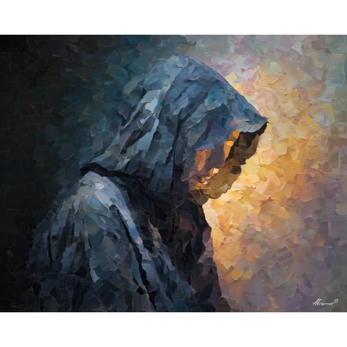 shadowy, figure, suggested, through, distorted, shapes,, palette knife, oil painting, textured impasto, layered pigment, dynamic strokes, sculpted paint, expressive surface, abstract detail, rich color, chromatic texture