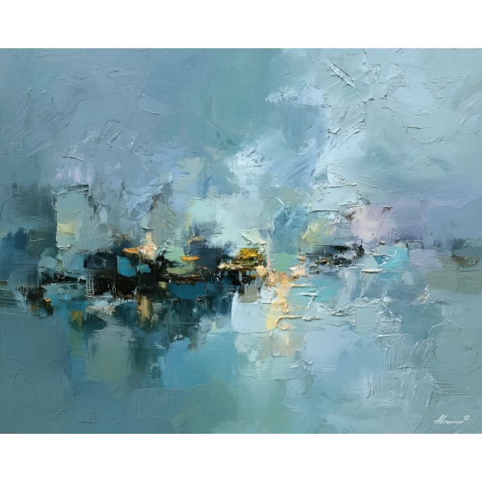 reduced, composition, built, sparse, shapes,, pressed, palette knife, oil painting, textured impasto, layered pigment, dynamic strokes, sculpted paint, expressive surface, abstract detail, rich color, chromatic texture