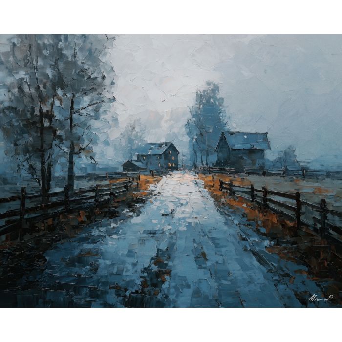 rustic, pattern, echoing, traditional, motifs,, immersed, palette knife, oil painting, textured impasto, layered pigment, dynamic strokes, sculpted paint, expressive surface, abstract detail, rich color, chromatic texture