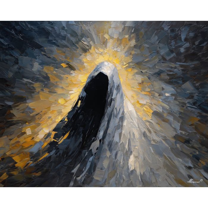 shadowy, figure, suggested, through, distorted, shapes,, palette knife, oil painting, textured impasto, layered pigment, dynamic strokes, sculpted paint, expressive surface, abstract detail, rich color, chromatic texture