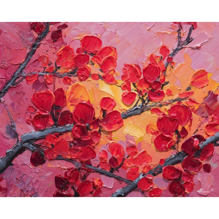 scene, influenced, classical, chinese, forms,, surrounded, palette knife, oil painting, textured impasto, layered pigment, dynamic strokes, sculpted paint, expressive surface, abstract detail, rich color, chromatic texture