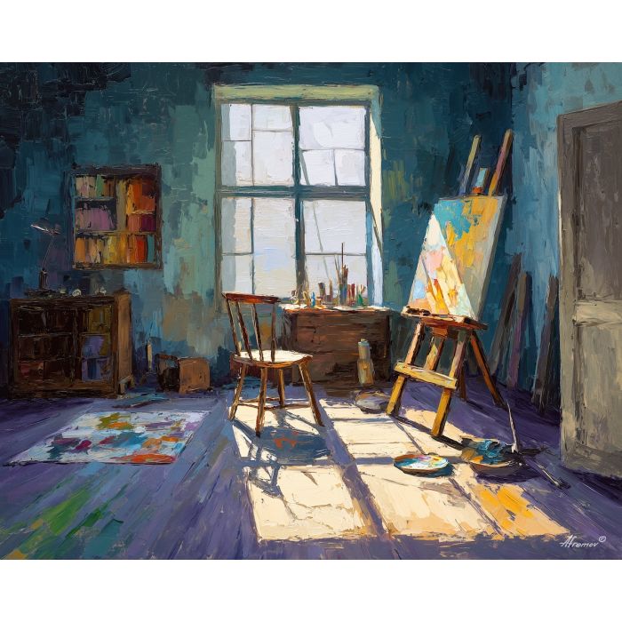 retro, interior, geometry, wood, design, minimal, warm, curve, balance, space, palette knife, oil painting, impasto, texture, expressive, layered paint, dynamic light, atmospheric, color depth, art