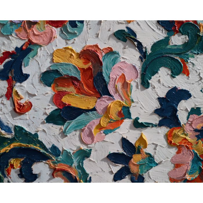 ornament, festival, pattern, color, temple, textile, warm, rhythm, culture, detail, palette knife, oil painting, impasto, texture, expressive, layered paint, dynamic light, atmospheric, color depth, art