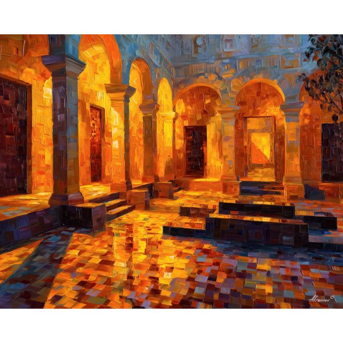 ornament, festival, pattern, color, temple, textile, warm, rhythm, culture, detail, palette knife, oil painting, impasto, texture, expressive, layered paint, dynamic light, atmospheric, color depth, art