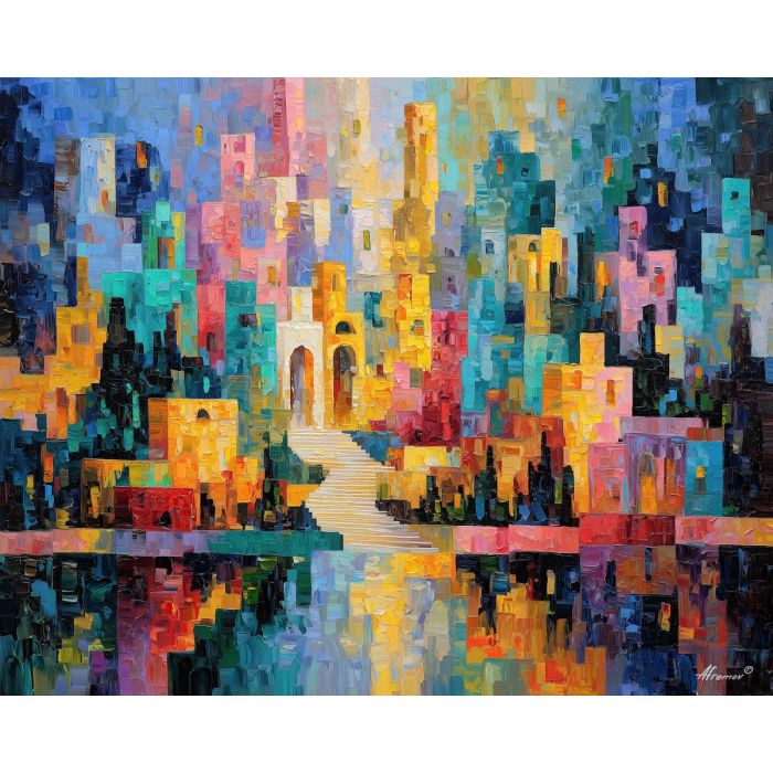 ornament, festival, pattern, color, temple, textile, warm, rhythm, culture, detail, palette knife, oil painting, impasto, texture, expressive, layered paint, dynamic light, atmospheric, color depth, art