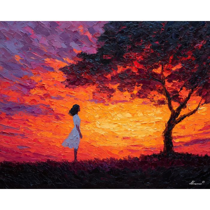 shadow, light, dusk, outline, presence, contrast, glow, void, edge, figure, palette knife, oil painting, impasto, texture, expressive, layered paint, dynamic light, atmospheric, color depth, art