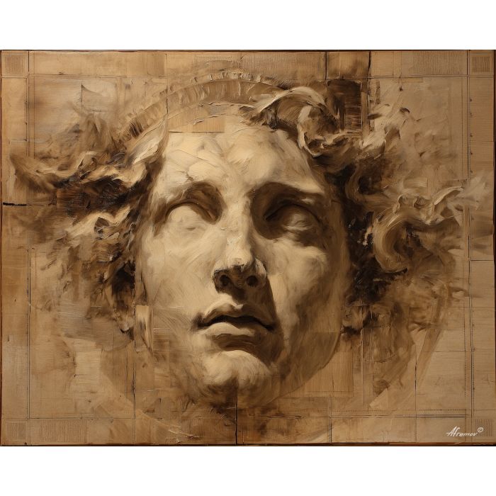renaissance, geometry, anatomy, chalk, codex, proportion, study, spiral, draft, sepia, palette knife, oil painting, impasto, texture, expressive, layered paint, dynamic light, atmospheric, color depth, art
