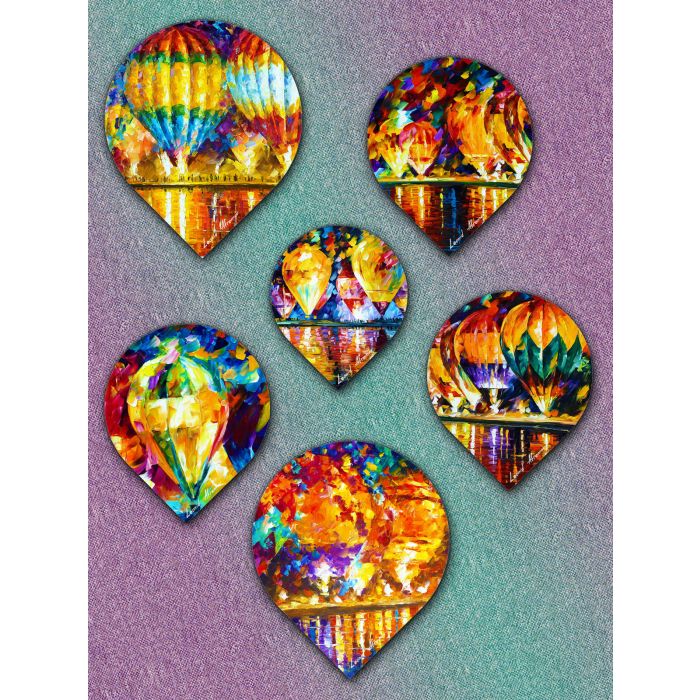 Balloons day - set of 6 original oil paintings