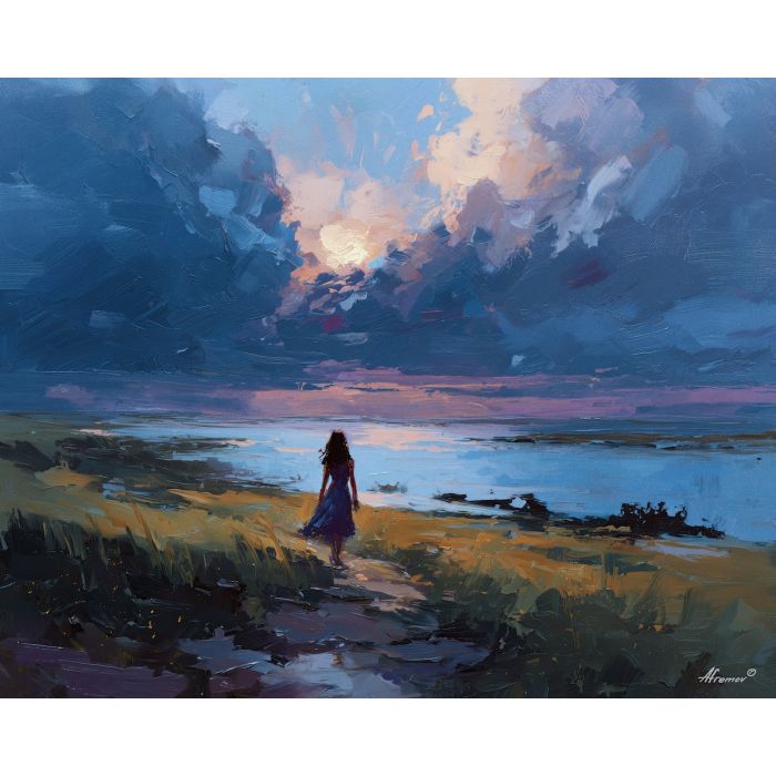 tide, deep, blue, current, moon, pearl, drift, sea, quiet, glow, palette knife, oil painting, impasto, texture, layered paint, expressive surface, color depth, atmospheric, visual mood, art