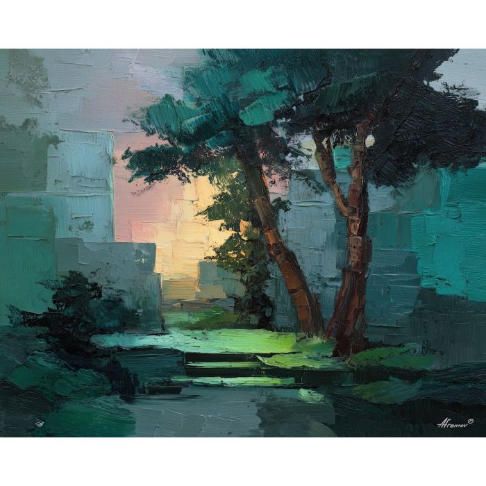 together, common, shared, joined, single, bond, circle, linked, whole, union, palette knife, oil painting, impasto, texture, layered paint, expressive surface, color depth, atmospheric, visual mood, art