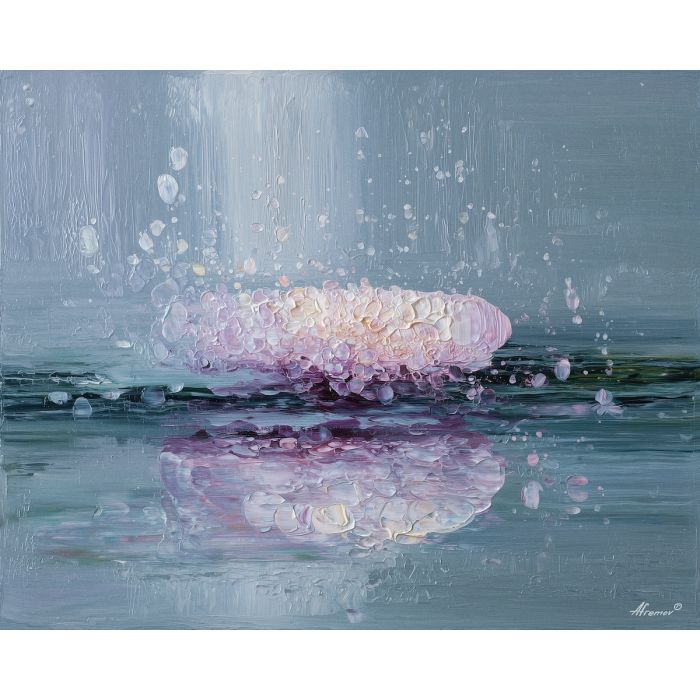 soft, clear, slow, drift, glow, wave, quiet, light, fluid, tender, palette knife, oil painting, impasto, texture, layered paint, expressive surface, color depth, atmospheric, visual mood, art