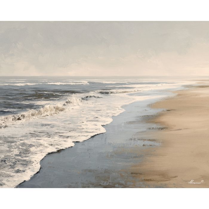 salt, horizon, drift, tide, open, blue, wind, shore, pale, calm, palette knife, oil painting, impasto, texture, layered paint, expressive surface, color depth, atmospheric, visual mood, art