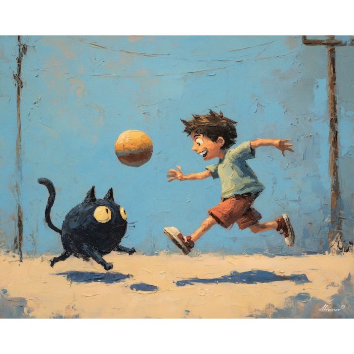 bright, playful, odd, happy, simple, bold, fun, quick, color, cheer, palette knife, oil painting, impasto, texture, layered paint, expressive surface, color depth, atmospheric, visual mood, art