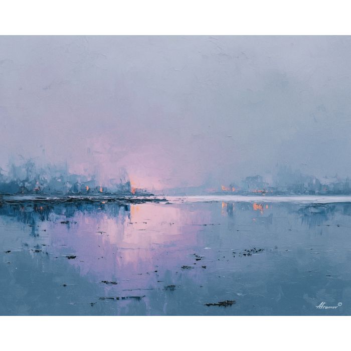 quiet, still, soft, open, bare, calm, silent, clean, light, simple, palette knife, oil painting, impasto, texture, layered paint, expressive surface, color depth, atmospheric, visual mood, art