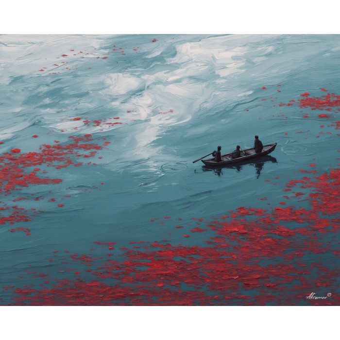 soft, clear, slow, drift, glow, wave, quiet, light, fluid, tender, palette knife, oil painting, impasto, texture, layered paint, expressive surface, color depth, atmospheric, visual mood, art