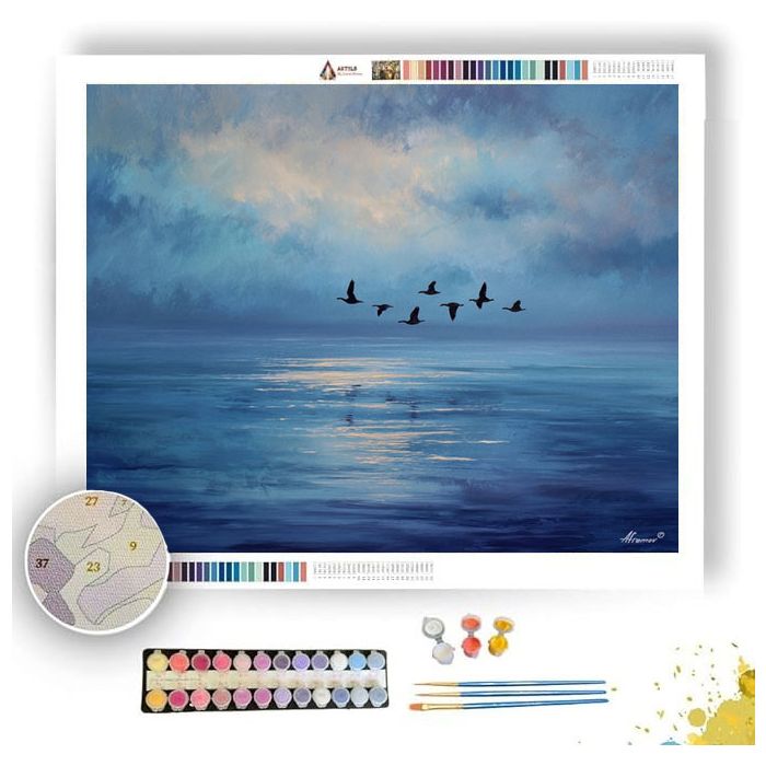 BIRDS OVER WATER - Paint by Numbers Full Kit