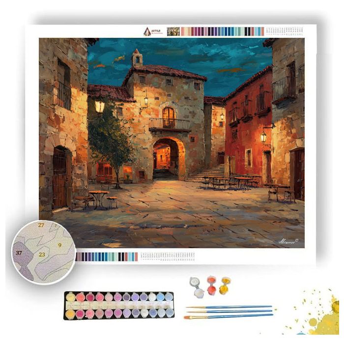 SPANISH PLAZA EVENING - Paint by Numbers Full Kit