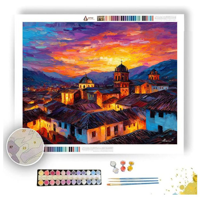 CUSCO SUNSET ROOFS - Paint by Numbers Full Kit