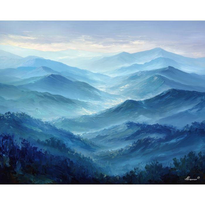 blue mountains,australia landscape,oil painting,afremov style