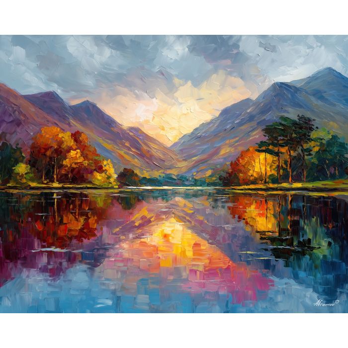 killarney lakes,ireland nature,oil painting,afremov style