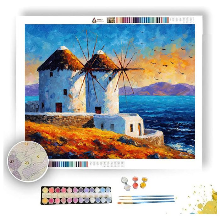 MYKONOS WINDMILLS - Paint by Numbers Full Kit