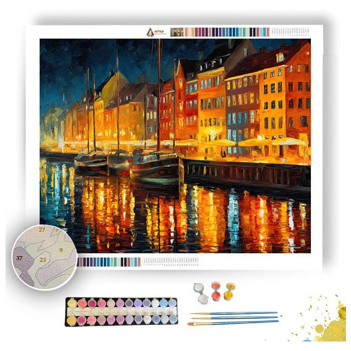 COPENHAGEN NIGHT HARBOR - Paint by Numbers Full Kit