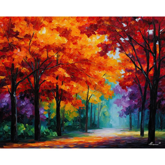 maple trees,canada forest,oil painting,afremov style