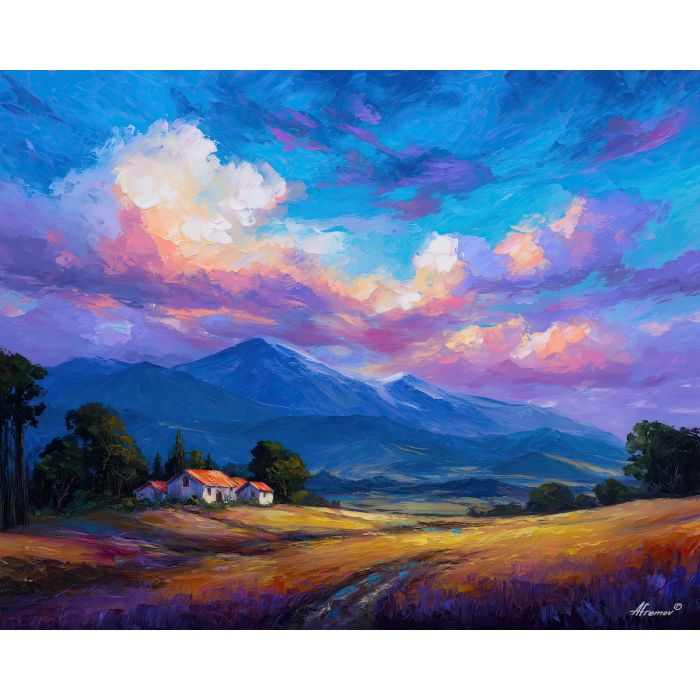 argentina highlands,upland landscape,oil painting,afremov style