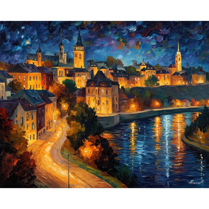 toledo river,spain historic city,oil painting,afremov style