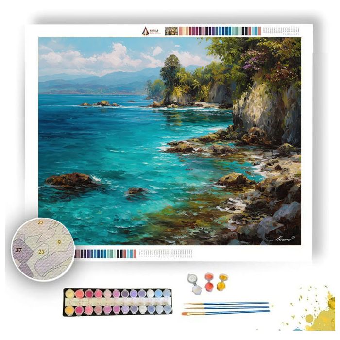 COSTA RICAN COAST CLIFFS - Paint by Numbers Full Kit